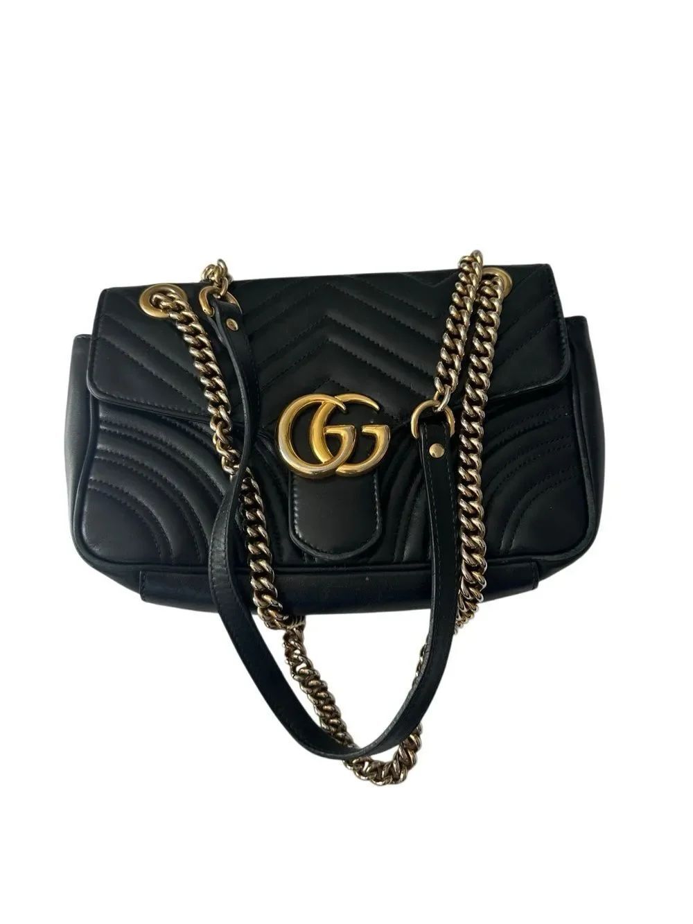 Gucci Marmont Black Quilted GG Chain Shoulder Bag - Picture 3 of 16